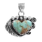 Kingman Turquoise 1â€³ 925 Sterling Silver Pendant (RS109-235)