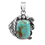 Kingman Turquoise 1.25â€³ 925 Sterling Silver Pendant (RS109-236)