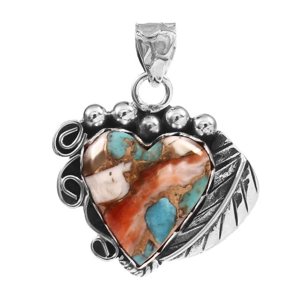 Spiny Oyster Turquoise 1.25â€³ 925 Sterling Silver Pendant (RS109-232)