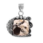 White Buffalo Turquoise 1.25â€³ 925 Sterling Silver Pendant (RS109-227)