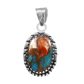 Spiny Oyster Turquoise 1.25â€³ 925 Sterling Silver Pendant (RS109-239)