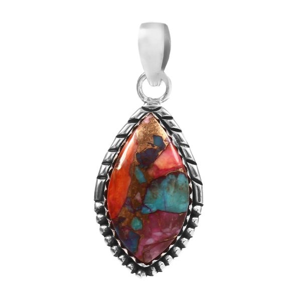 Pink Dahlia Turquoise 1.25â€³ 925 Sterling Silver Pendant (RS109-247)