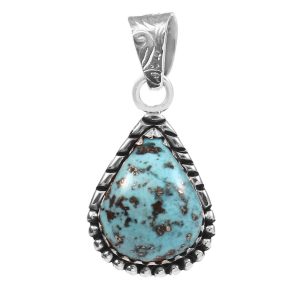 Morenci Turquoise 1.25â€³ 925 Sterling Silver Pendant (RS109-251)