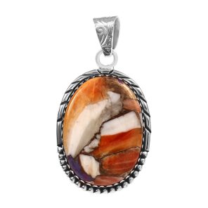 Spiny Oyster Turquoise 1.5â€³ 925 Sterling Silver Pendant (RS109-242)