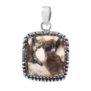 White Buffalo Turquoise 1.25â€³ 925 Sterling Silver Pendant (RS109-245)