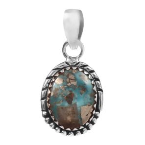 Morenci Turquoise 1.25â€³ 925 Sterling Silver Pendant (RS109-252)