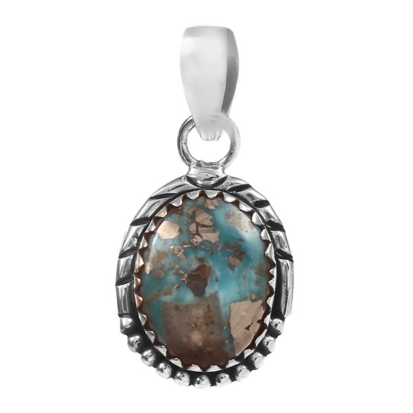 Morenci Turquoise 1.25â€³ 925 Sterling Silver Pendant (RS109-252)