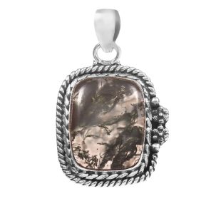 Moss Agate 1.5â€³ 925 Sterling Silver Pendant (RS109-172)