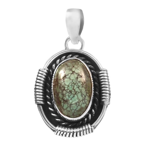 Tibetan Turquoise 1â€³ 925 Sterling Silver Pendant (RS109-187)