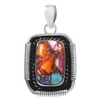 Pink Dahlia Turquoise 1.5â€³ 925 Sterling Silver Pendant (RS109-173)