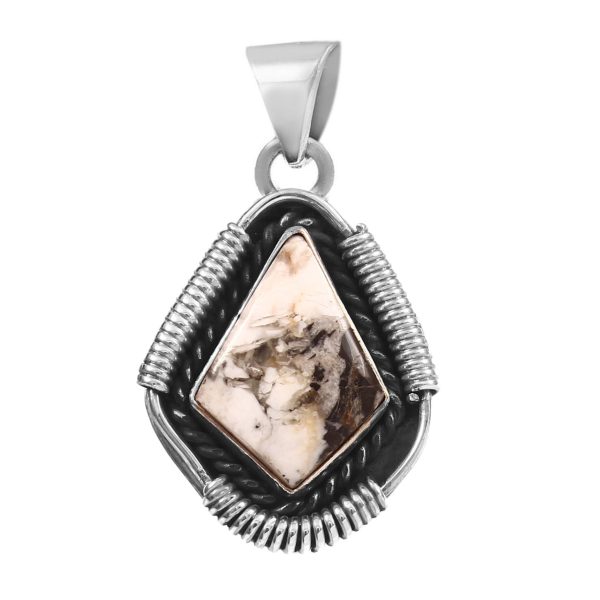 White Buffalo Turquoise 1.25â€³ 925 Sterling Silver Pendant (RS109-165)