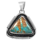 Kingman Turquoise 1.25â€³ 925 Sterling Silver Pendant (RS109-188)