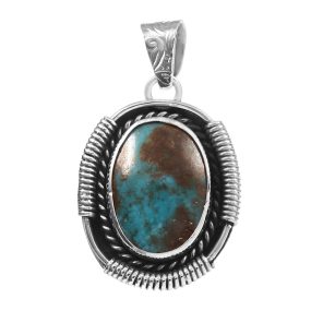 Morenci Turquoise 1.25â€³ 925 Sterling Silver Pendant (RS109-185)