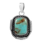 Mohave Turquoise 1.25â€³ 925 Sterling Silver Pendant (RS109-182)
