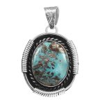 Morenci Turquoise 1.25â€³ 925 Sterling Silver Pendant (RS109-186)
