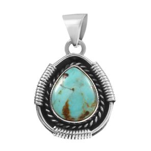 Mohave Turquoise 1.25â€³ 925 Sterling Silver Pendant (RS109-184)