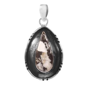 White Buffalo Turquoise 1.75â€³ 925 Sterling Silver Pendant (RS109-204)