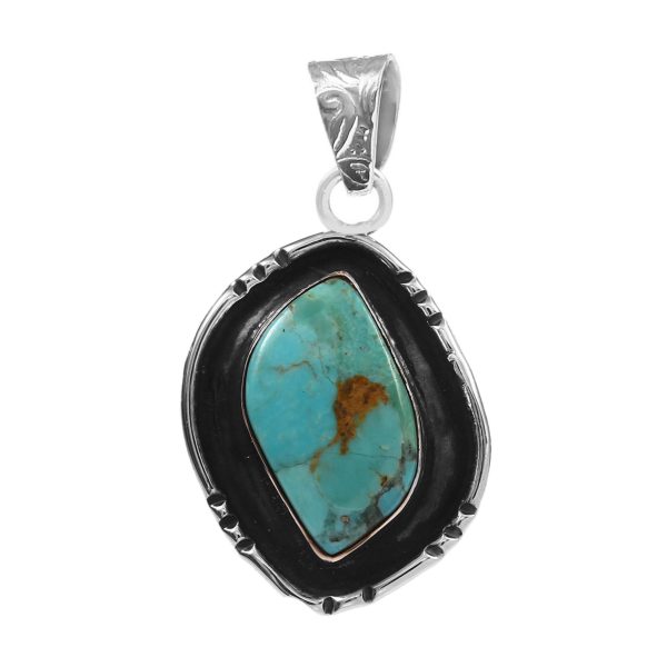 Mohave Turquoise 1.25â€³ 925 Sterling Silver Pendant (RS109-216)
