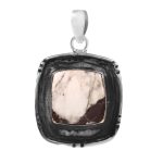 White Buffalo Turquoise 1.5â€³ 925 Sterling Silver Pendant (RS109-205)