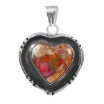 Pink Dahlia Turquoise 1.25â€³ 925 Sterling Silver Pendant (RS109-210)