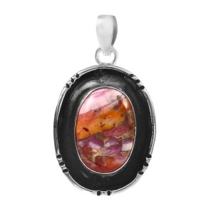 Pink Dahlia Turquoise 1.25â€³ 925 Sterling Silver Pendant (RS109-211)