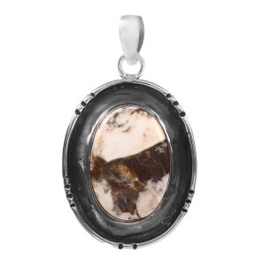 White Buffalo Turquoise 1.5â€³ 925 Sterling Silver Pendant (RS109-206)