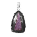Charoite 1.5â€³ 925 Sterling Silver Pendant (RS109-208)