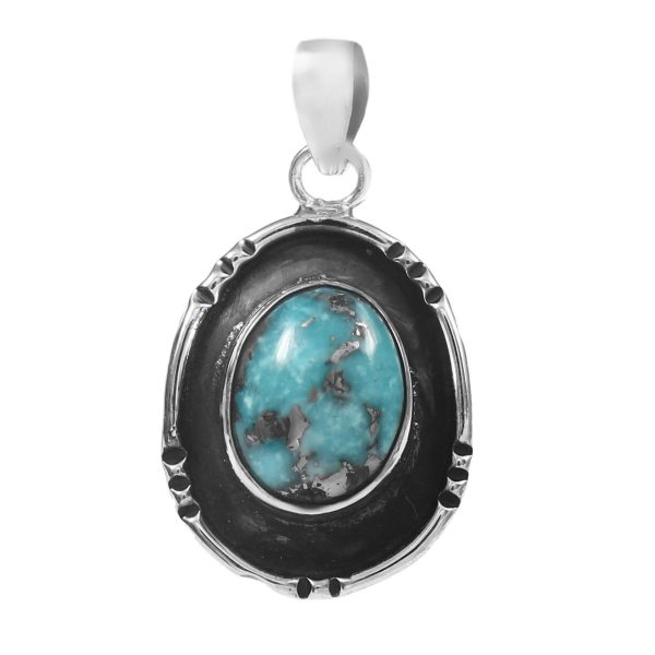 Morenci Turquoise 1.25â€³ 925 Sterling Silver Pendant (RS109-221)