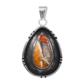 Spiny Oyster Turquoise 1.5â€³ 925 Sterling Silver Pendant (RS109-212)