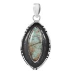 Morenci Turquoise 1.5â€³ 925 Sterling Silver Pendant (RS109-220)