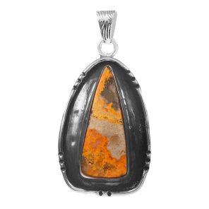 Bumble Bee Jasper 1.5â€³ 925 Sterling Silver Pendant (RS109-214)