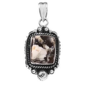 White Buffalo Turquoise 1.25" 925 Sterling Silver Pendant (RS105-337)
