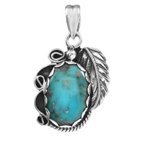 Morenci Turquoise 1.25" 925 Sterling Silver Pendant (RS105-327)