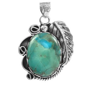 Mohave Turquoise 1.25" 925 Sterling Silver Pendant (RS105-328)