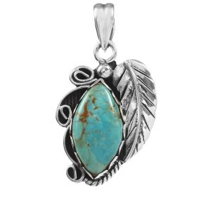 Mohave Turquoise 1.25" 925 Sterling Silver Pendant (RS105-329)