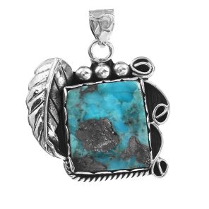Mohave Turquoise 1.25" 925 Sterling Silver Pendant (RS105-332)