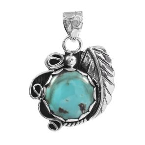 Kingman Turquoise 1.25" 925 Sterling Silver Pendant (RS105-333)