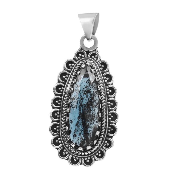 Teal Kyanite 1.75" 925 Sterling Silver Pendant (RS105-340)