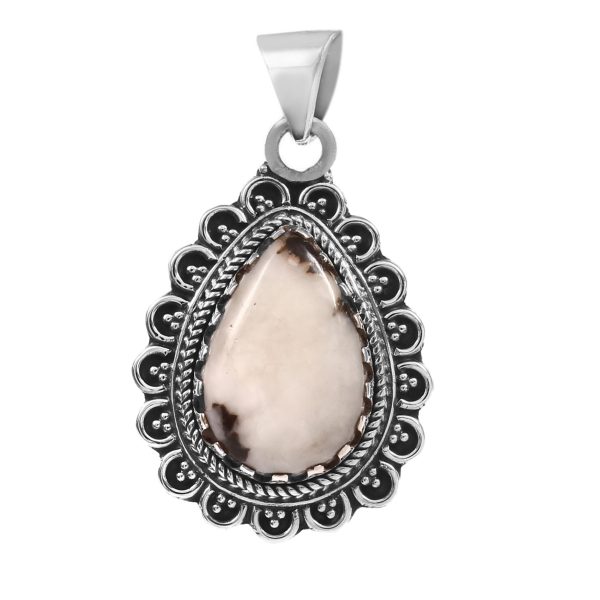 White Buffalo Turquoise 1.25" 925 Sterling Silver Pendant (RS105-366)