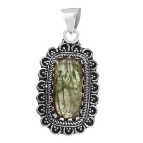 Green Kyanite 1.5" 925 Sterling Silver Pendant (RS105-361)
