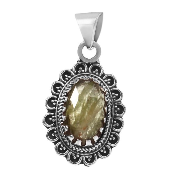 Green Kyanite 1.25" 925 Sterling Silver Pendant (RS105-363)
