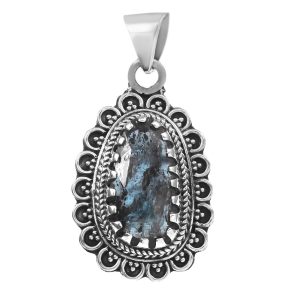 Teal Kyanite 1.5" 925 Sterling Silver Pendant (RS105-344)