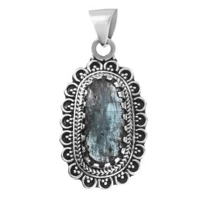 Teal Kyanite 1.75" 925 Sterling Silver Pendant (RS105-346)