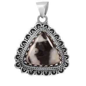 White Buffalo Turquoise 1.25" 925 Sterling Silver Pendant (RS105-367)