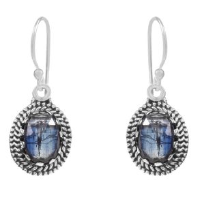 Teal Kyanite 1.25" 925 Sterling Silver Earring (RS105-378)