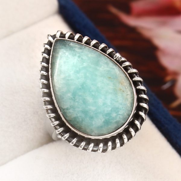 Peruvian Amazonite Ring Size US 7 925 Sterling Silver (REXT42-10)
