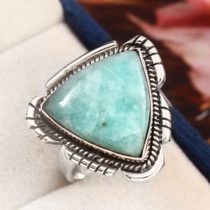 Peruvian Amazonite Ring Size US 7 925 Sterling Silver (REXT42-58)