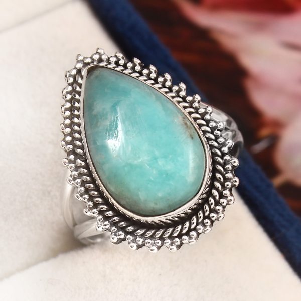 Peruvian Amazonite Ring Size US 7 925 Sterling Silver (REXT42-15)
