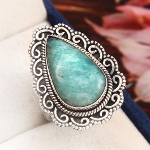 Peruvian Amazonite Ring Size US 7 925 Sterling Silver (REXT42-11)