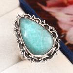 Peruvian Amazonite Ring Size US 9 925 Sterling Silver (REXT42-36)